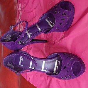 Elle peep toe purple suede heel